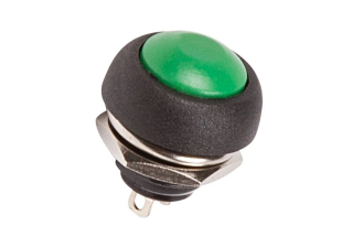 Выключатель-кнопка 250V 1А (2с) (ON)-OFF Б/Фикс зеленая Micro REXANT 36-3053